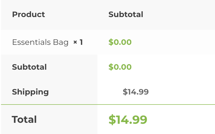 $14.99 Essentials Bag