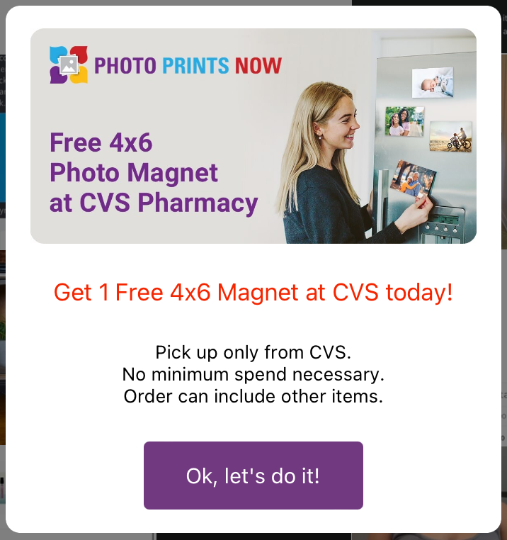 FREE 4x6 Photo Magnet at CVS with Photo Prints Now App