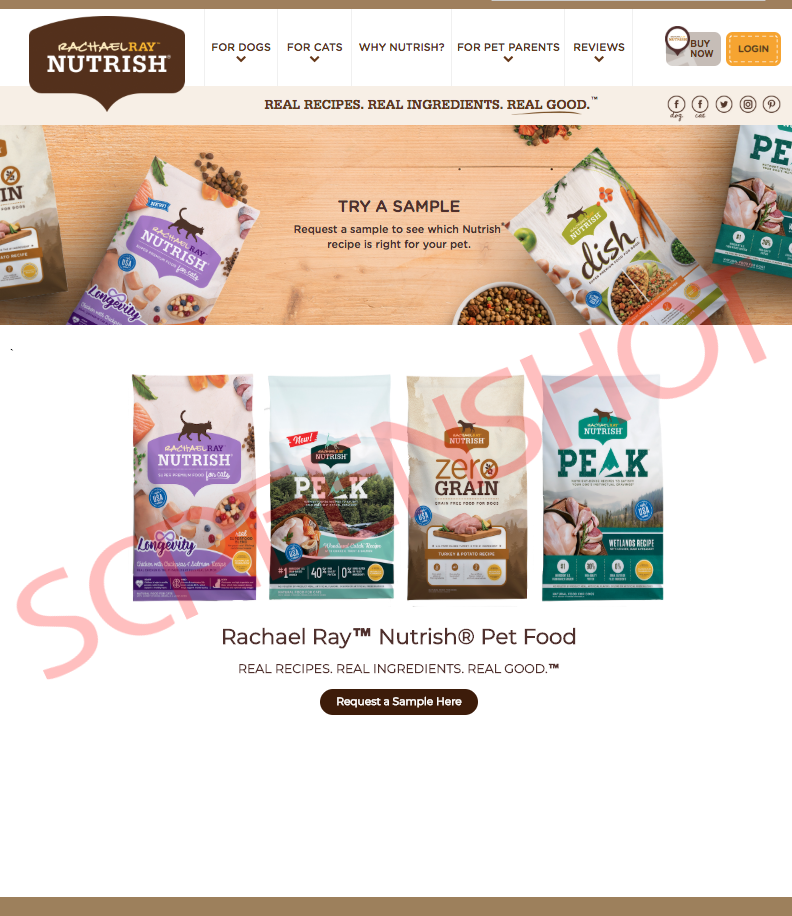 Screenshot of FREE Nutrish Pet Food Sample Offer