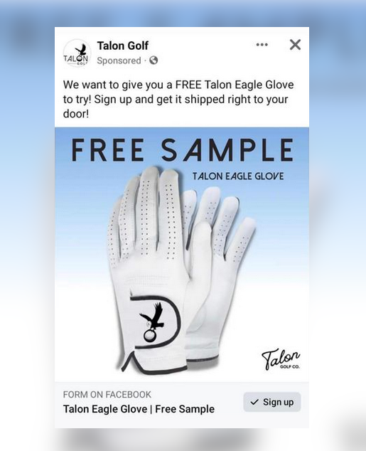 screenshot-talon-golf-free-glove-sponsored-ad