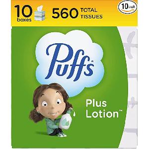 10 Boxes of Puffs Plus Lotion Tissues $12