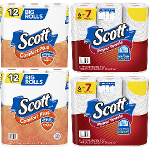4/$12 Scott Toilet Tissue and Paper Towels