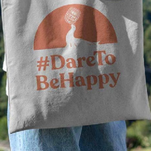FREE 'Dare To Be Happy' Tote Bag